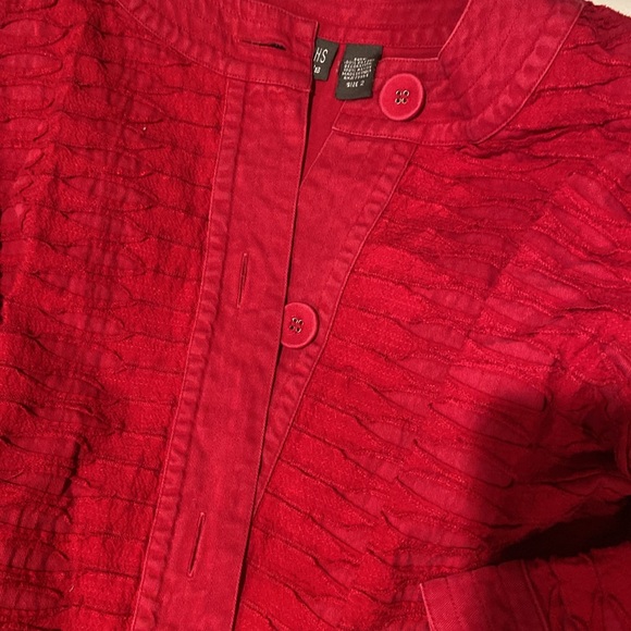 Chico's Vintage Vibrant Red Button-Up Jacket Sz.2 - Picture 3 of 8
